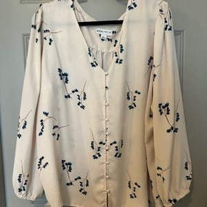 Cream V Neck blouse